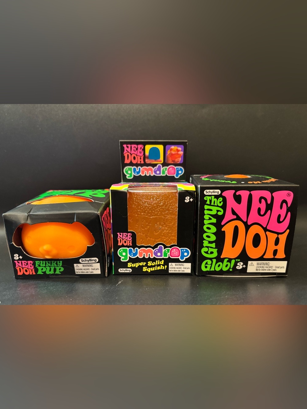 🧡 Schylling Orange NeeDoh Bundle- Funky Pup Gumdrop & Groovy Glob NIB